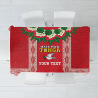 Mate Ma'a Tonga Rugby Custom Tablecloth Tongan Kahoa Lei Ngatu Pattern Red