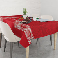 Mate Ma'a Tonga Rugby Custom Tablecloth Tongan Kahoa Lei Ngatu Pattern Red