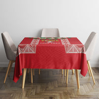 Mate Ma'a Tonga Rugby Custom Tablecloth Tongan Kahoa Lei Ngatu Pattern Red