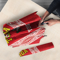 Mate Ma'a Tonga Rugby Custom Umbrella Tongan Kahoa Lei Ngatu Pattern Red