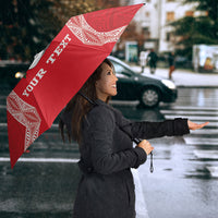 Mate Ma'a Tonga Rugby Custom Umbrella Tongan Kahoa Lei Ngatu Pattern Red