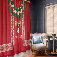 Mate Ma'a Tonga Rugby Custom Window Curtain Tongan Kahoa Lei Ngatu Pattern Red