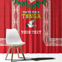Mate Ma'a Tonga Rugby Custom Window Curtain Tongan Kahoa Lei Ngatu Pattern Red