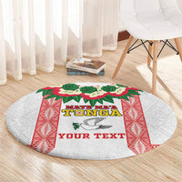Mate Ma'a Tonga Rugby Custom Round Carpet Tongan Kahoa Lei Ngatu Pattern White