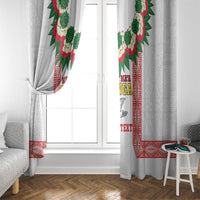 Mate Ma'a Tonga Rugby Custom Window Curtain Tongan Kahoa Lei Ngatu Pattern White