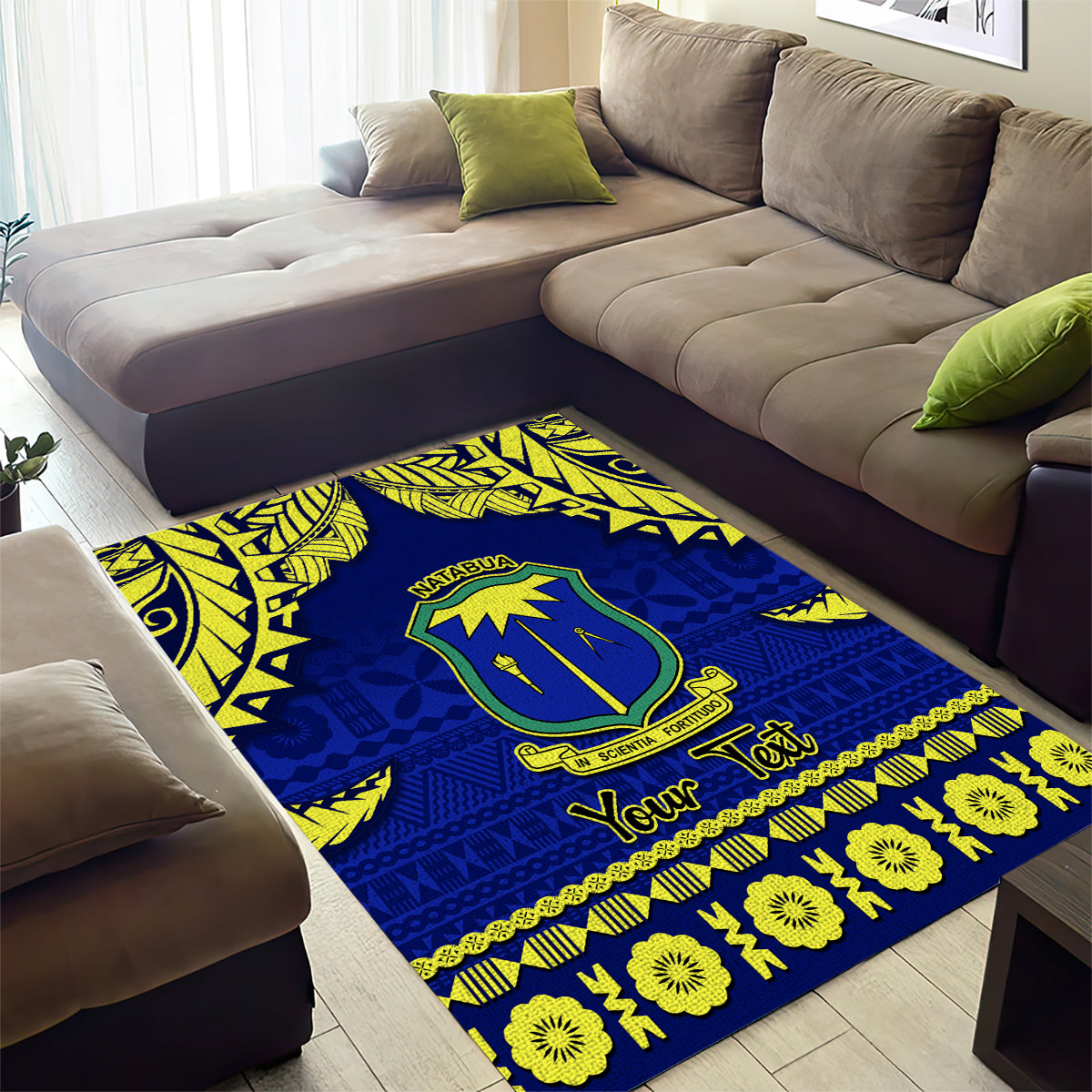 Personalised Fiji Natabua High School Area Rug Fijian Tapa Pattern LT14 - Polynesian Pride