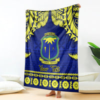 Personalised Fiji Natabua High School Blanket Fijian Tapa Pattern LT14 Blue - Polynesian Pride