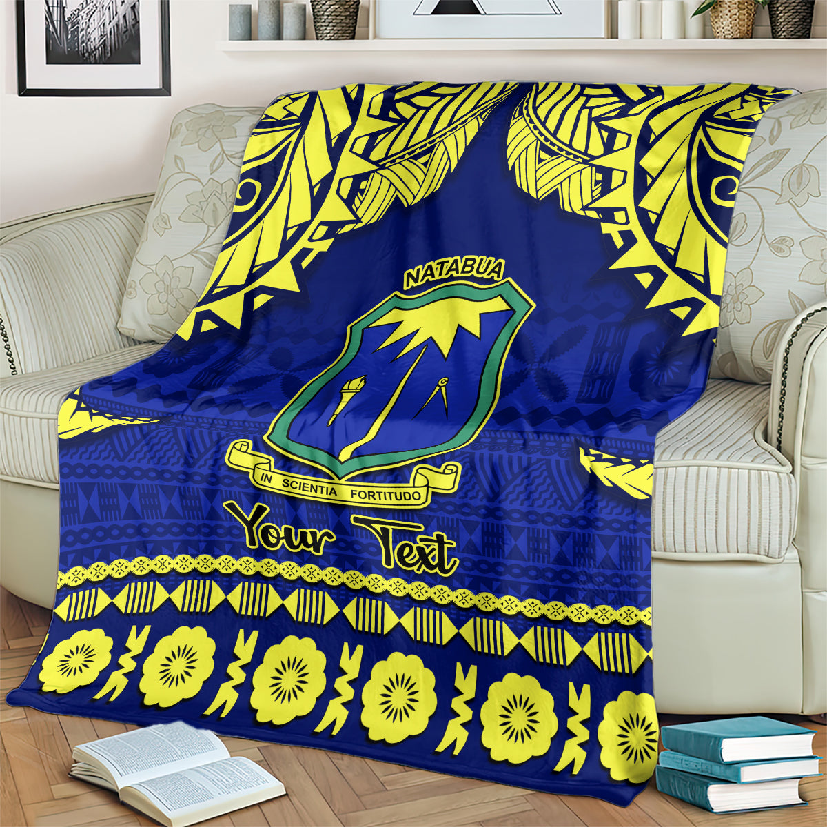 Personalised Fiji Natabua High School Blanket Fijian Tapa Pattern LT14 - Polynesian Pride