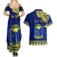 Personalised Fiji Natabua High School Couples Matching Summer Maxi Dress and Hawaiian Shirt Fijian Tapa Pattern LT14 - Polynesian Pride