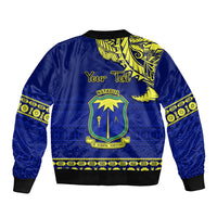 Personalised Fiji Natabua High School Sleeve Zip Bomber Jacket Fijian Tapa Pattern LT14 - Polynesian Pride