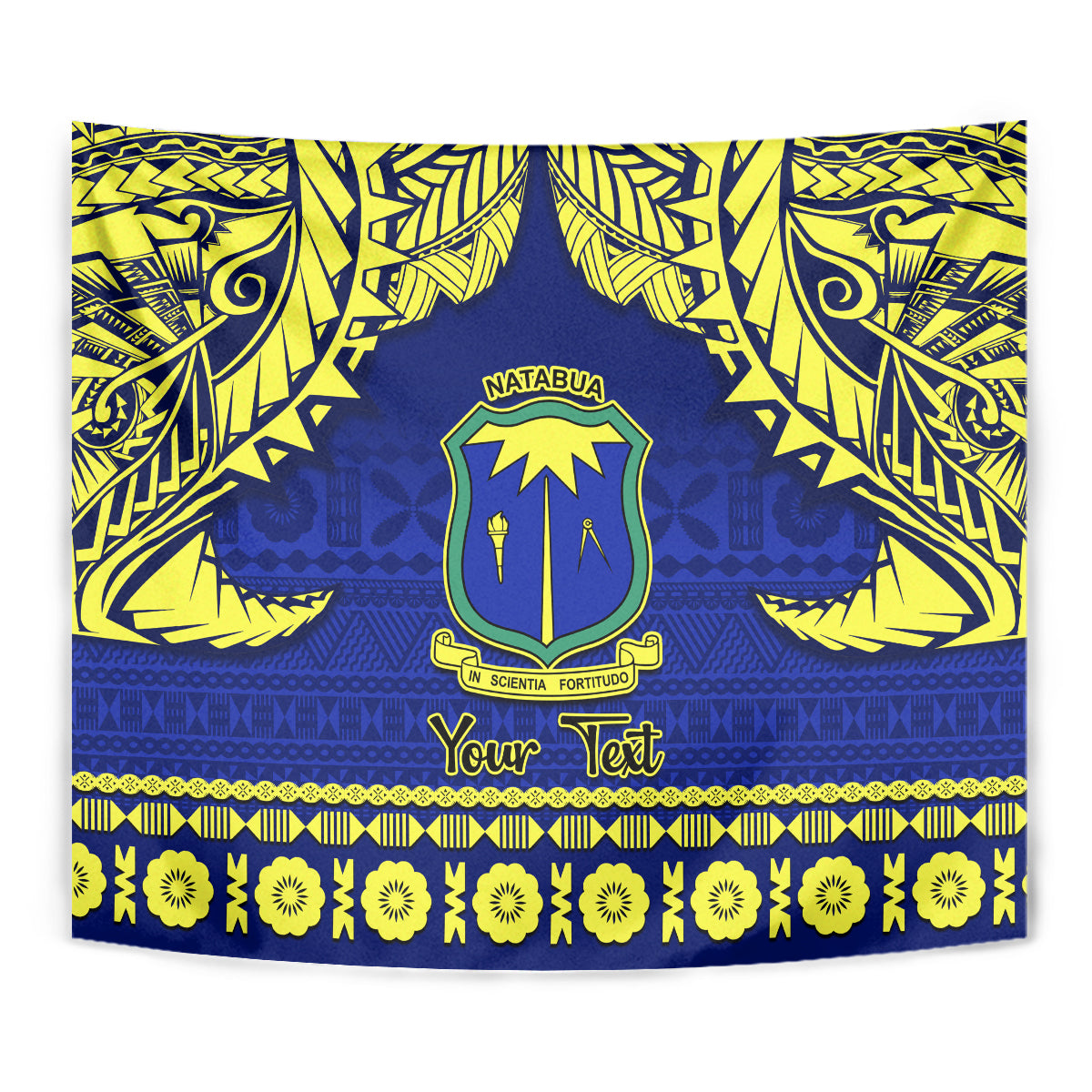 Personalised Fiji Natabua High School Tapestry Fijian Tapa Pattern LT14 - Polynesian Pride