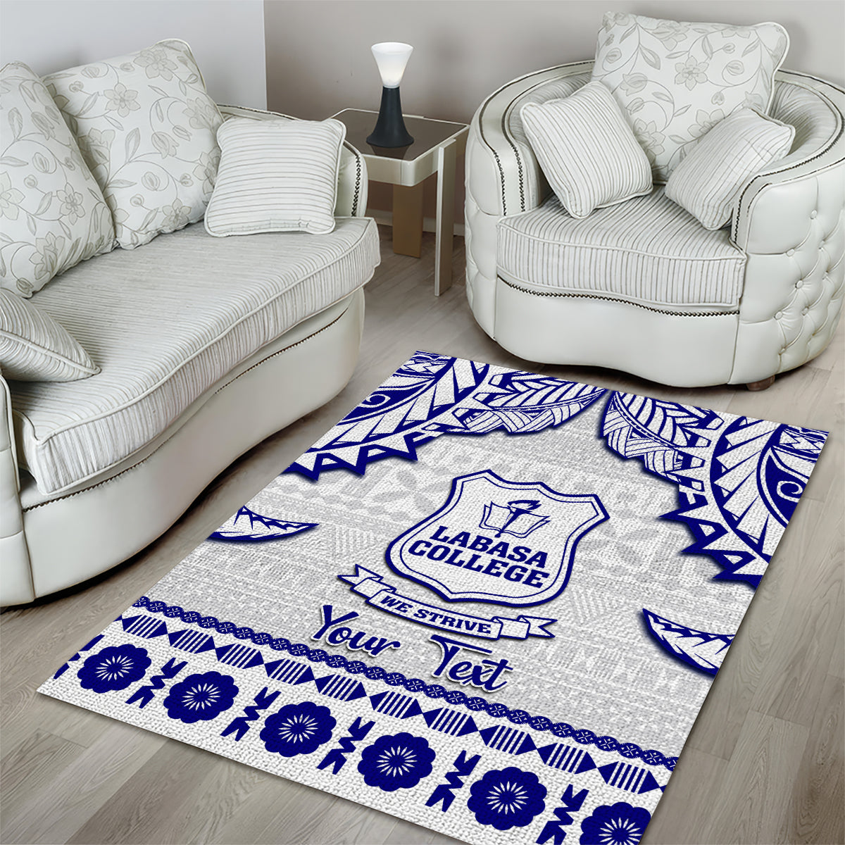 Personalised Fiji Labasa College Area Rug Fijian Tapa Pattern LT14 - Polynesian Pride