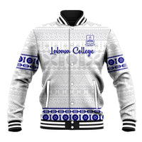 Personalised Fiji Labasa College Baseball Jacket Fijian Tapa Pattern LT14 Unisex White - Polynesian Pride