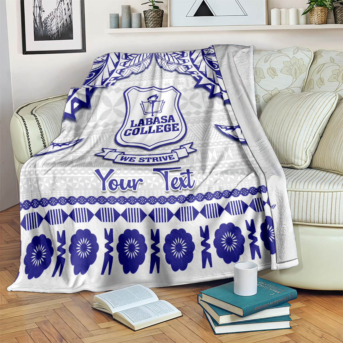 Personalised Fiji Labasa College Blanket Fijian Tapa Pattern LT14 - Polynesian Pride