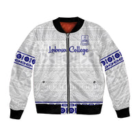 Personalised Fiji Labasa College Bomber Jacket Fijian Tapa Pattern LT14 Unisex White - Polynesian Pride