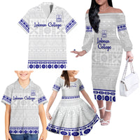 Personalised Fiji Labasa College Family Matching Off Shoulder Long Sleeve Dress and Hawaiian Shirt Fijian Tapa Pattern LT14 - Polynesian Pride