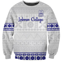 Personalised Fiji Labasa College Sweatshirt Fijian Tapa Pattern LT14 Unisex White - Polynesian Pride