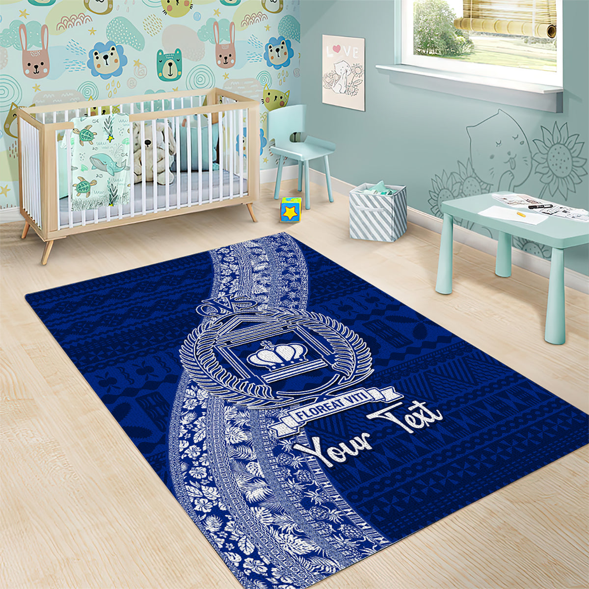 Personalised Fiji Queen Victoria School Area Rug Fijian Tapa Pattern LT14 - Polynesian Pride