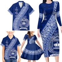 Personalised Fiji Queen Victoria School Family Matching Long Sleeve Bodycon Dress and Hawaiian Shirt Fijian Tapa Pattern LT14 - Polynesian Pride