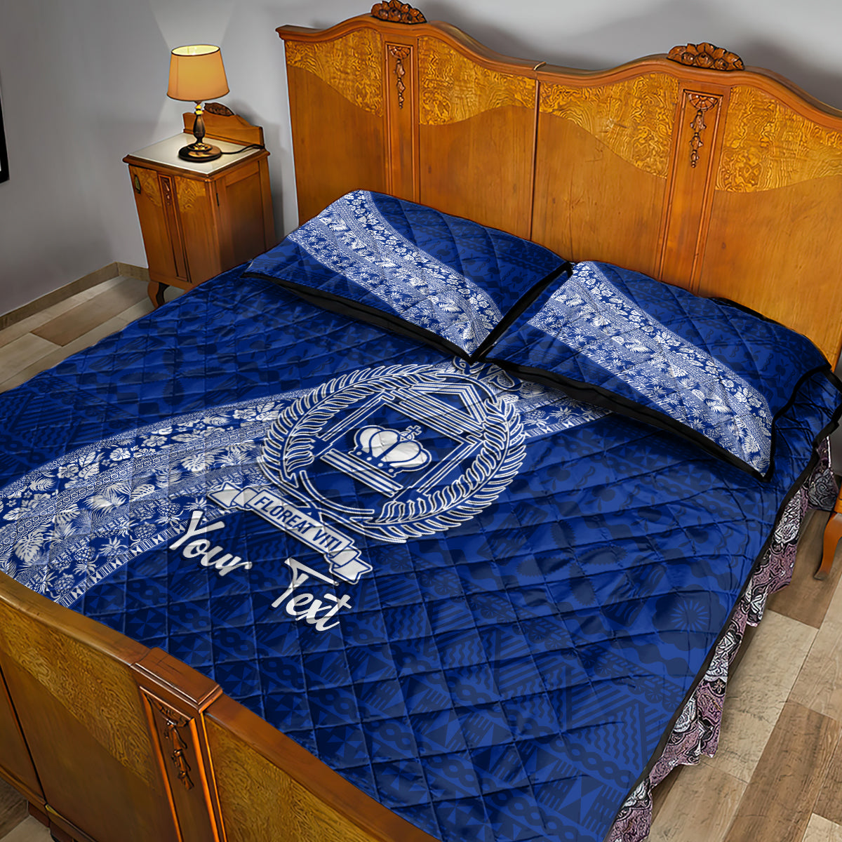Personalised Fiji Queen Victoria School Quilt Bed Set Fijian Tapa Pattern LT14 - Polynesian Pride