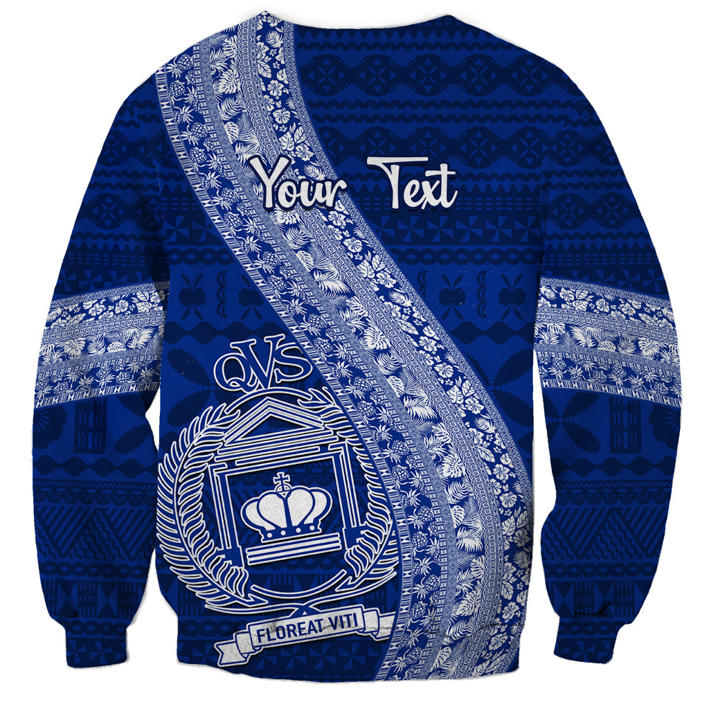 Personalised Fiji Queen Victoria School Sweatshirt Fijian Tapa Pattern LT14 - Polynesian Pride
