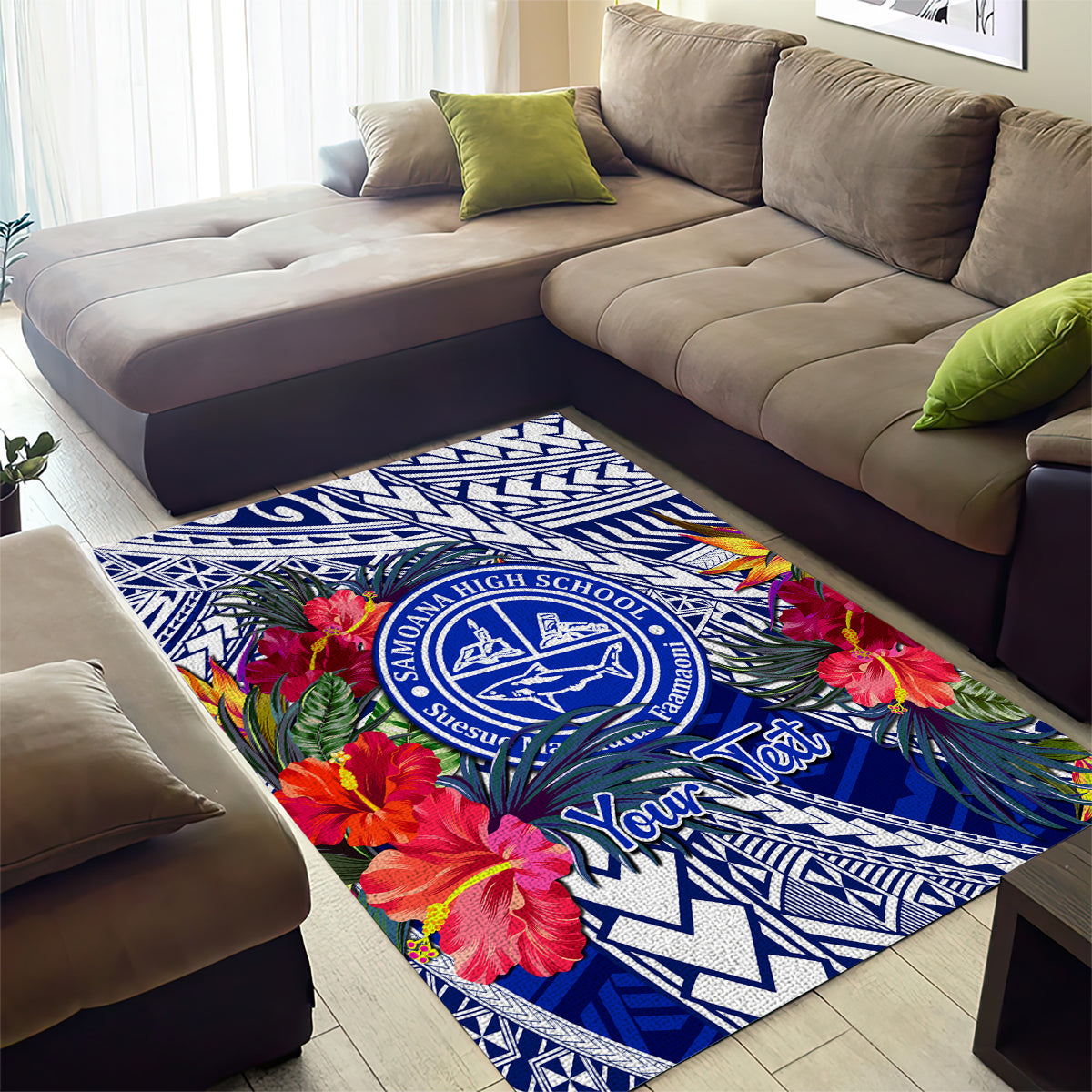 Personalised Samoana High School Area Rug American Samoa Schools Polynesian Tropical Flowers LT14 - Polynesian Pride