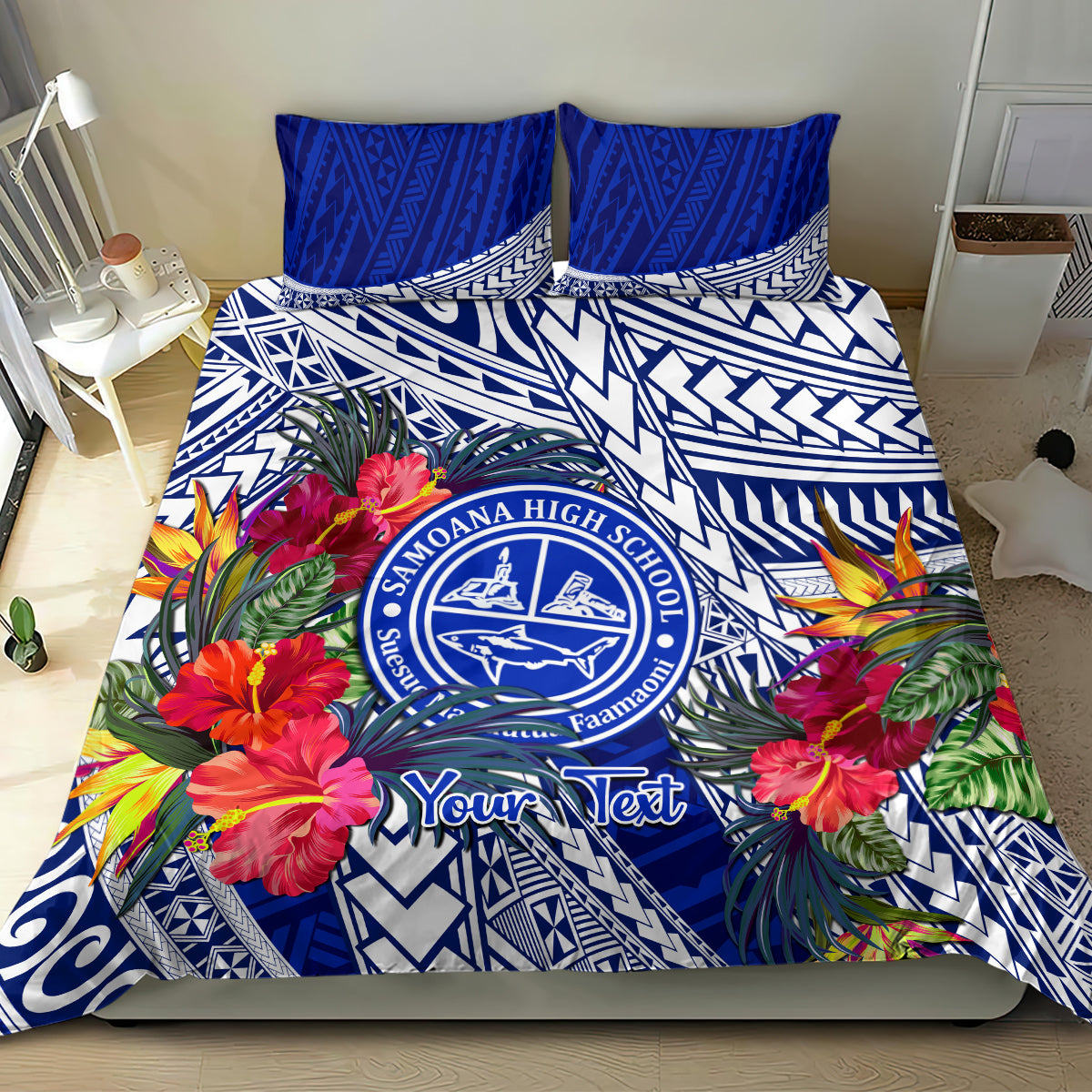 Personalised Samoana High School Bedding Set American Samoa Schools Polynesian Tropical Flowers LT14 - Polynesian Pride