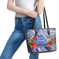 Personalised Samoana High School Leather Tote Bag American Samoa Schools Polynesian Tropical Flowers LT14 - Polynesian Pride