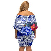 Personalised Samoana High School Off Shoulder Short Dress American Samoa Schools Polynesian Tropical Flowers LT14 - Polynesian Pride