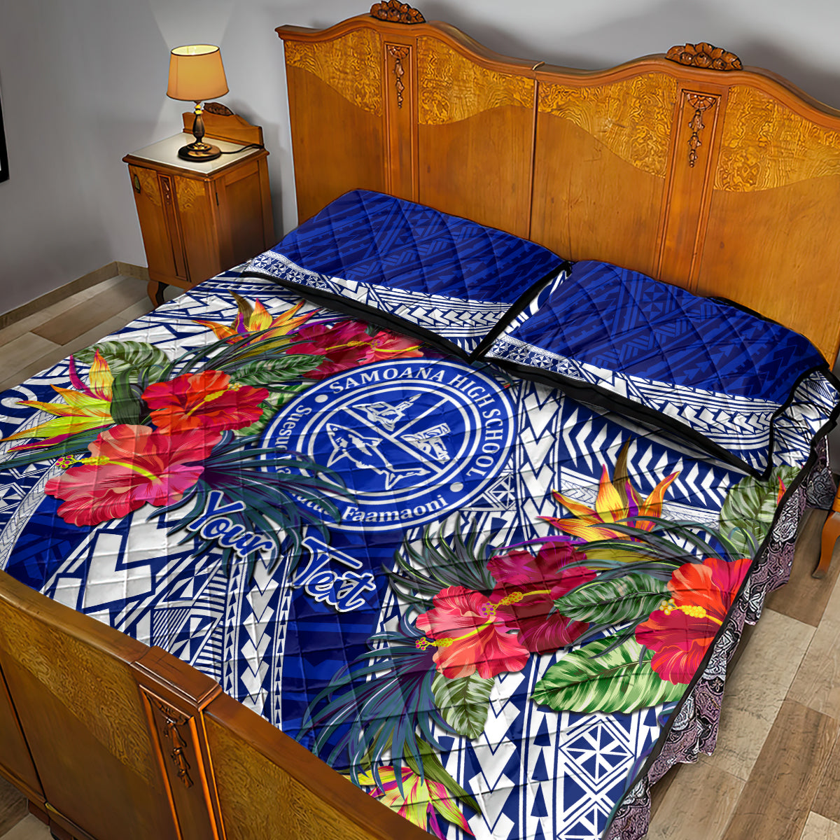 Personalised Samoana High School Quilt Bed Set American Samoa Schools Polynesian Tropical Flowers LT14 - Polynesian Pride