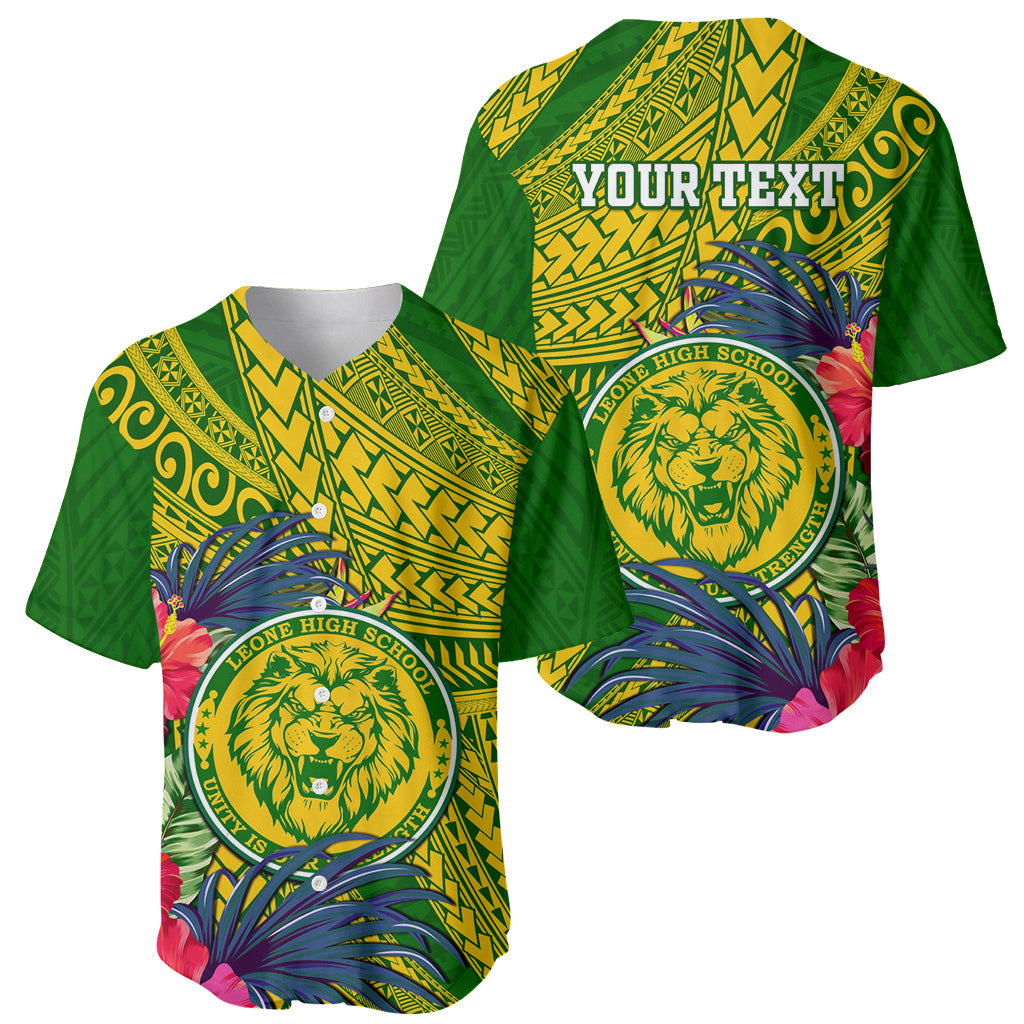 Personalised Leone High School Baseball Jersey American Samoa Schools Polynesian Tropical Flowers LT14 - Polynesian Pride