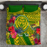 Personalised Leone High School Bedding Set American Samoa Schools Polynesian Tropical Flowers LT14 Green - Polynesian Pride