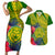 Personalised Leone High School Couples Matching Short Sleeve Bodycon Dress and Hawaiian Shirt American Samoa Schools Polynesian Tropical Flowers LT14 Green - Polynesian Pride