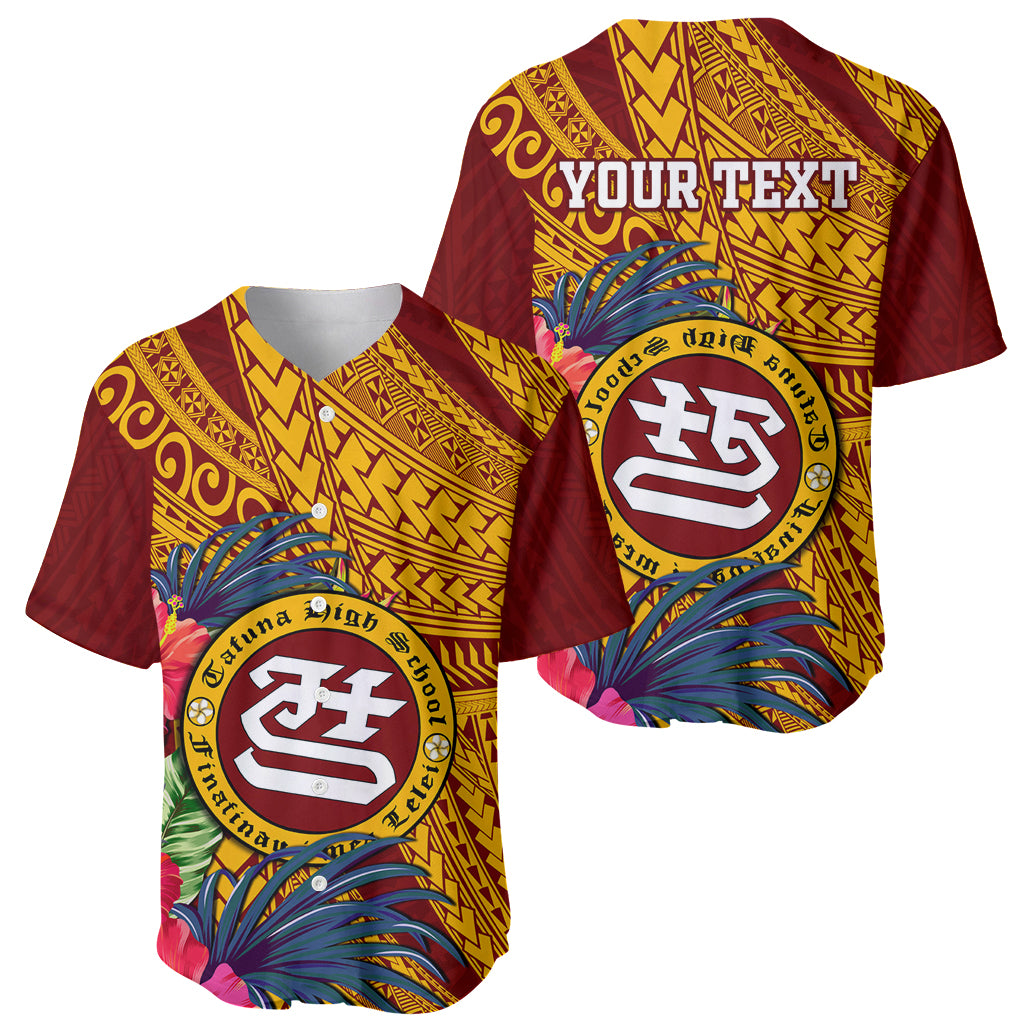 Personalised Tafuna High School Baseball Jersey American Samoa Schools Polynesian Tropical Flowers LT14 - Polynesian Pride
