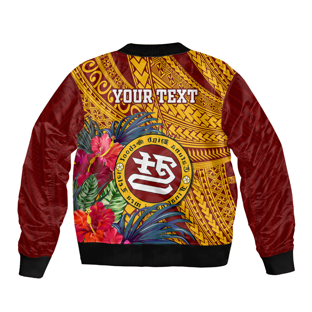 Personalised Tafuna High School Bomber Jacket American Samoa Schools Polynesian Tropical Flowers LT14 - Polynesian Pride