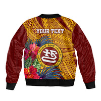 Personalised Tafuna High School Bomber Jacket American Samoa Schools Polynesian Tropical Flowers LT14 - Polynesian Pride