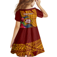 Personalised Tafuna High School Kid Short Sleeve Dress American Samoa Schools Polynesian Tropical Flowers LT14 - Polynesian Pride