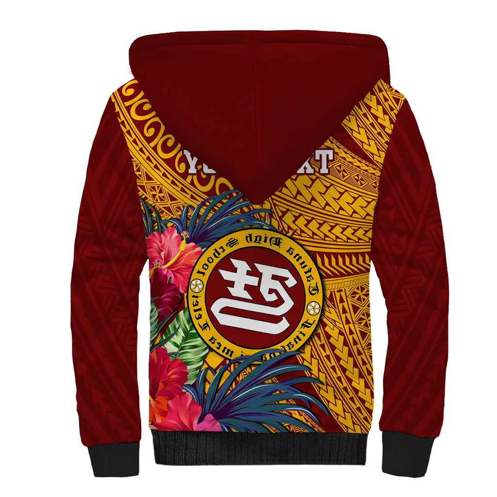 Personalised Tafuna High School Sherpa Hoodie American Samoa Schools Polynesian Tropical Flowers LT14 - Polynesian Pride