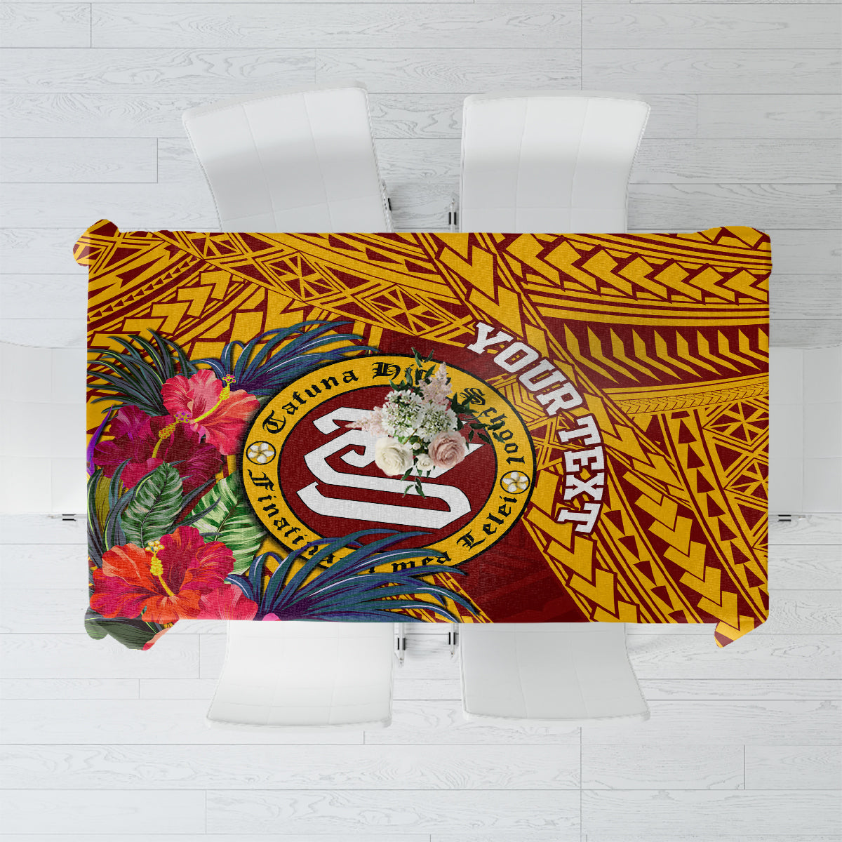 Personalised Tafuna High School Tablecloth American Samoa Schools Polynesian Tropical Flowers LT14 Maroon - Polynesian Pride