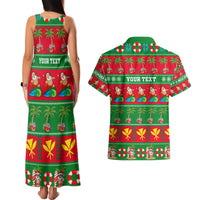 Personalised Hawaii Christmas Couples Matching Tank Maxi Dress and Hawaiian Shirt Mele Kalikimaka LT14 - Polynesian Pride