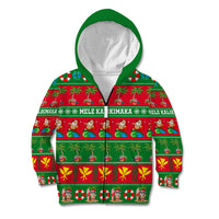 Personalised Hawaii Christmas Kid Hoodie Mele Kalikimaka LT14 Zip Hoodie Green - Polynesian Pride