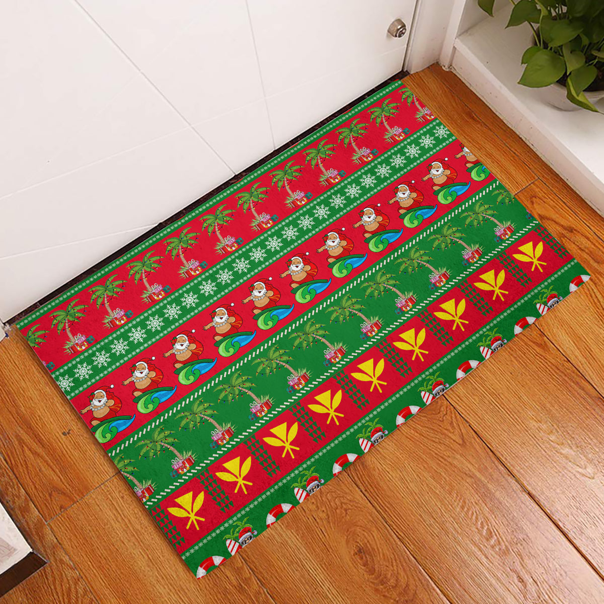 Hawaii Christmas Rubber Doormat Mele Kalikimaka LT14 Green - Polynesian Pride