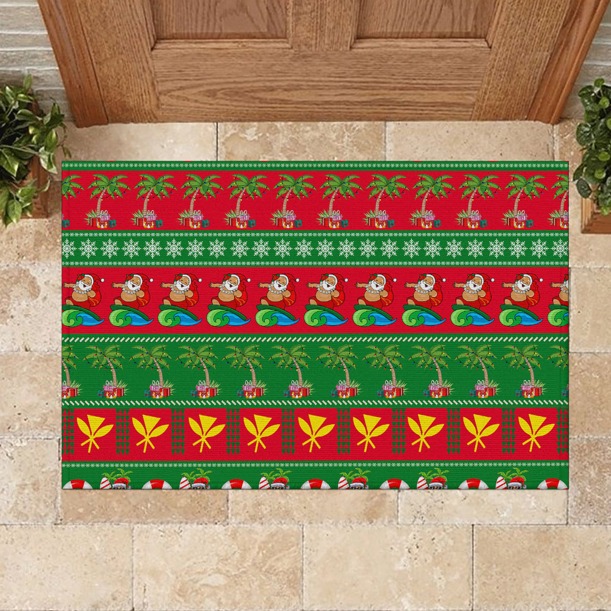 Hawaii Christmas Rubber Doormat Mele Kalikimaka LT14 - Polynesian Pride