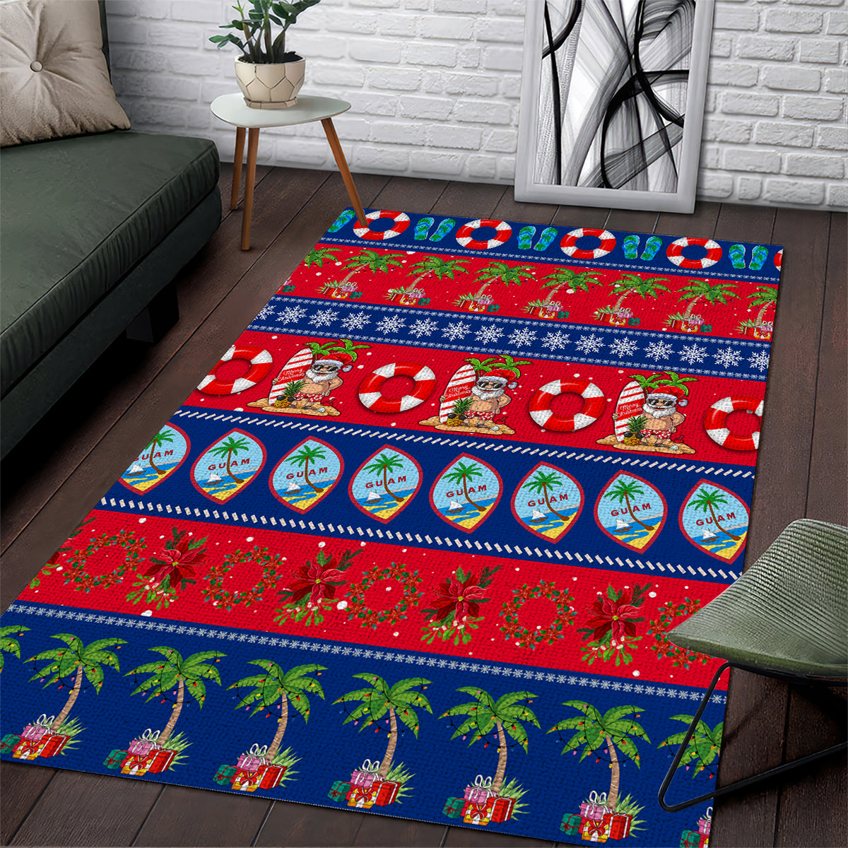 Guam Christmas Area Rug Felis Pasgua LT14 Blue - Polynesian Pride