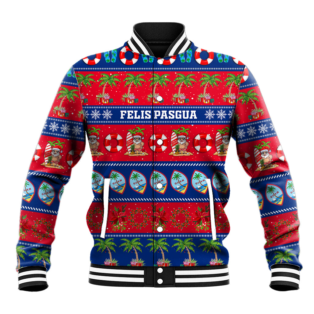 Personalised Guam Christmas Baseball Jacket Felis Pasgua LT14 Unisex Blue - Polynesian Pride