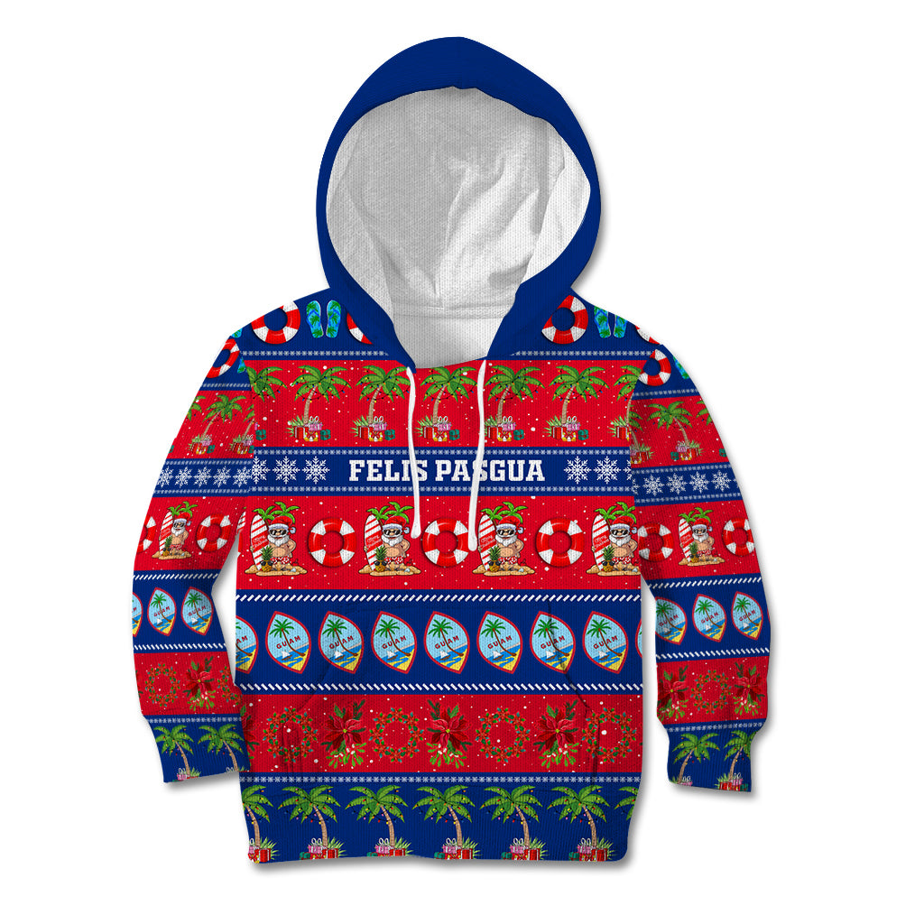 Personalised Guam Christmas Kid Hoodie Felis Pasgua LT14 Hoodie Blue - Polynesian Pride