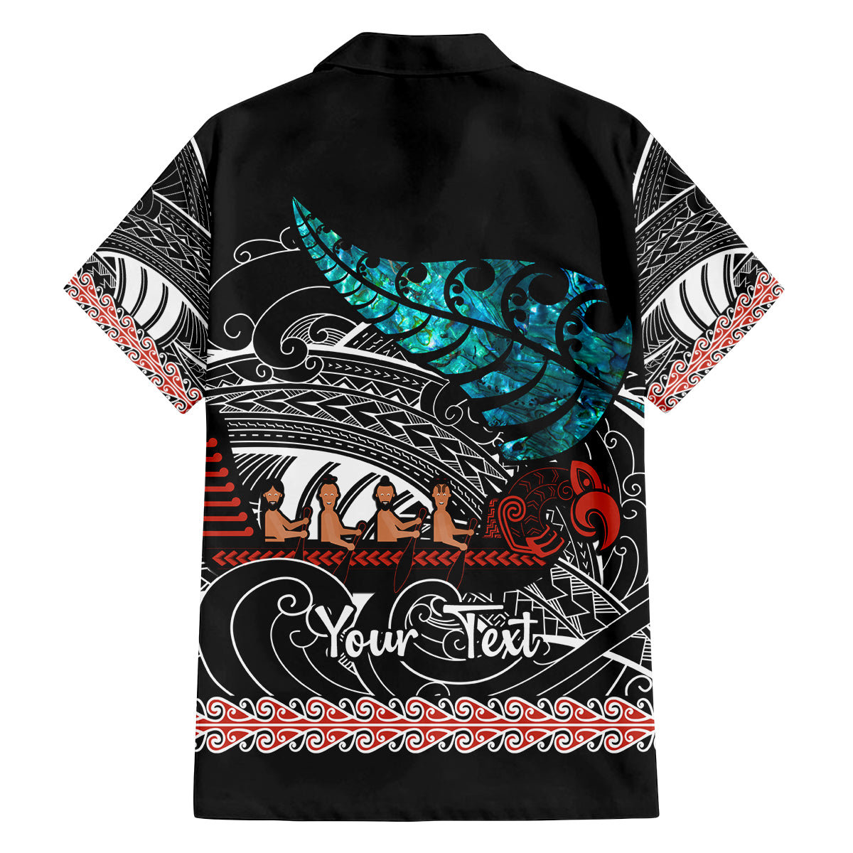 Personalised New Zealand Waka Family Matching Off Shoulder Short Dress and Hawaiian Shirt Aotearoa Maori Silver Fern Pattern LT14 - Polynesian Pride