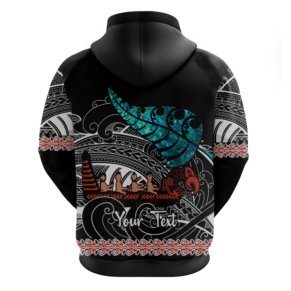 Personalised New Zealand Waka Hoodie Aotearoa Maori Silver Fern Pattern LT14 - Polynesian Pride
