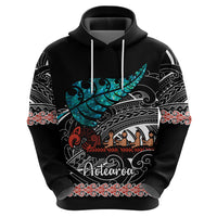 Personalised New Zealand Waka Hoodie Aotearoa Maori Silver Fern Pattern LT14 - Polynesian Pride