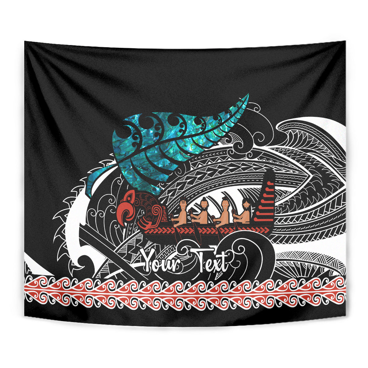 Personalised New Zealand Waka Tapestry Aotearoa Maori Silver Fern Pattern LT14 - Polynesian Pride